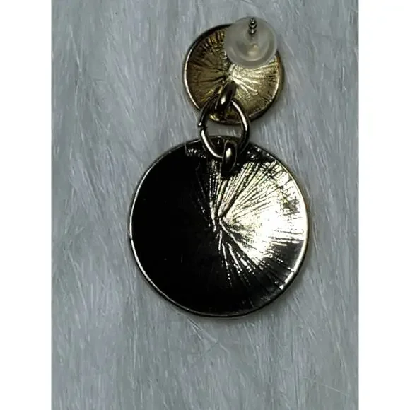 NEW Women's Jewelry Goldtone Double Round Drop Earrings - Picture 3 of 3